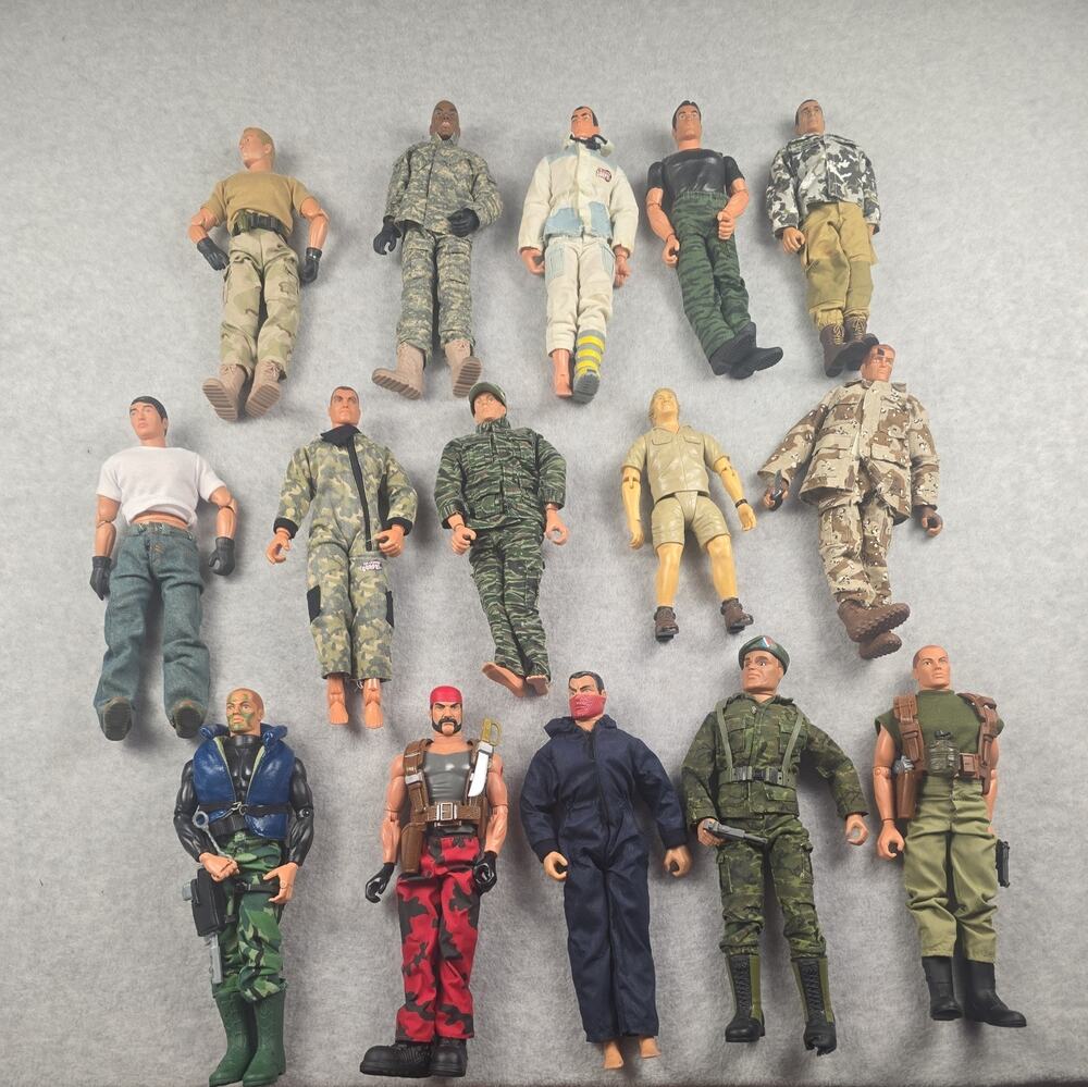 Lot of 15 Vintage 1/6 Action Figures GI Joe Lanard Chopper Steve Irwin AS IS
